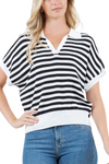 Striped Short Sleeve Polo Top