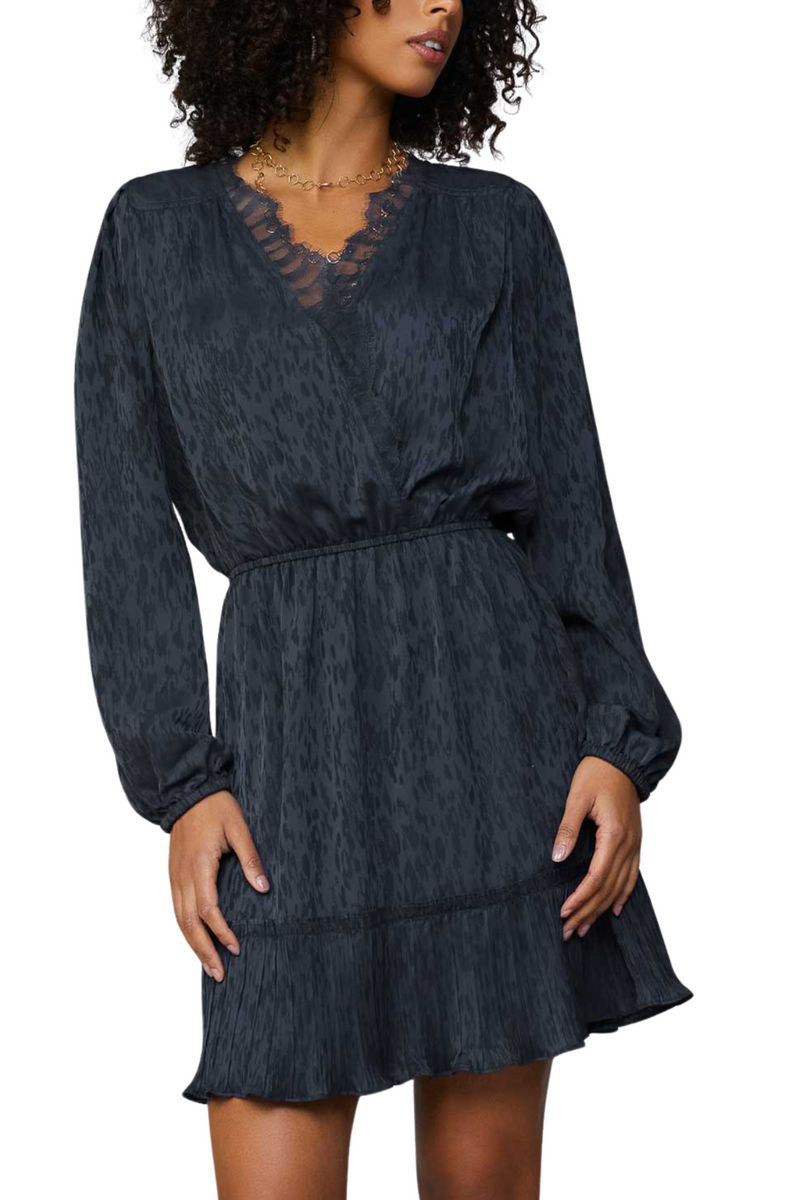 Lace Trim Jacquard Mini Dress
