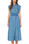 Cap Sleeve Midi Shirt Dress