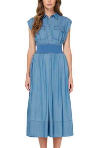 Cap Sleeve Midi Shirt Dress
