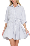 3/4 Sleeve Tie Front Mini Dress