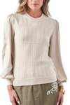 Woven Sleeve Combo Sweater Top