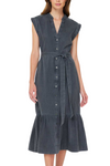 Washed Button Down Midi Dress