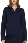 Collared Woven Combo Sweater