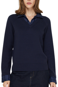 Collared Woven Combo Sweater