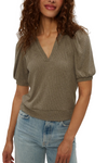 Michael Stars Quinn Puff Sleeve Ribbed Top