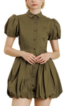 Bubble Hem Mini Shirt Dress