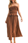 Suede Maxi Tube Ruffle Dress