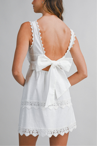 Crochet Lace Trim Mini Dress