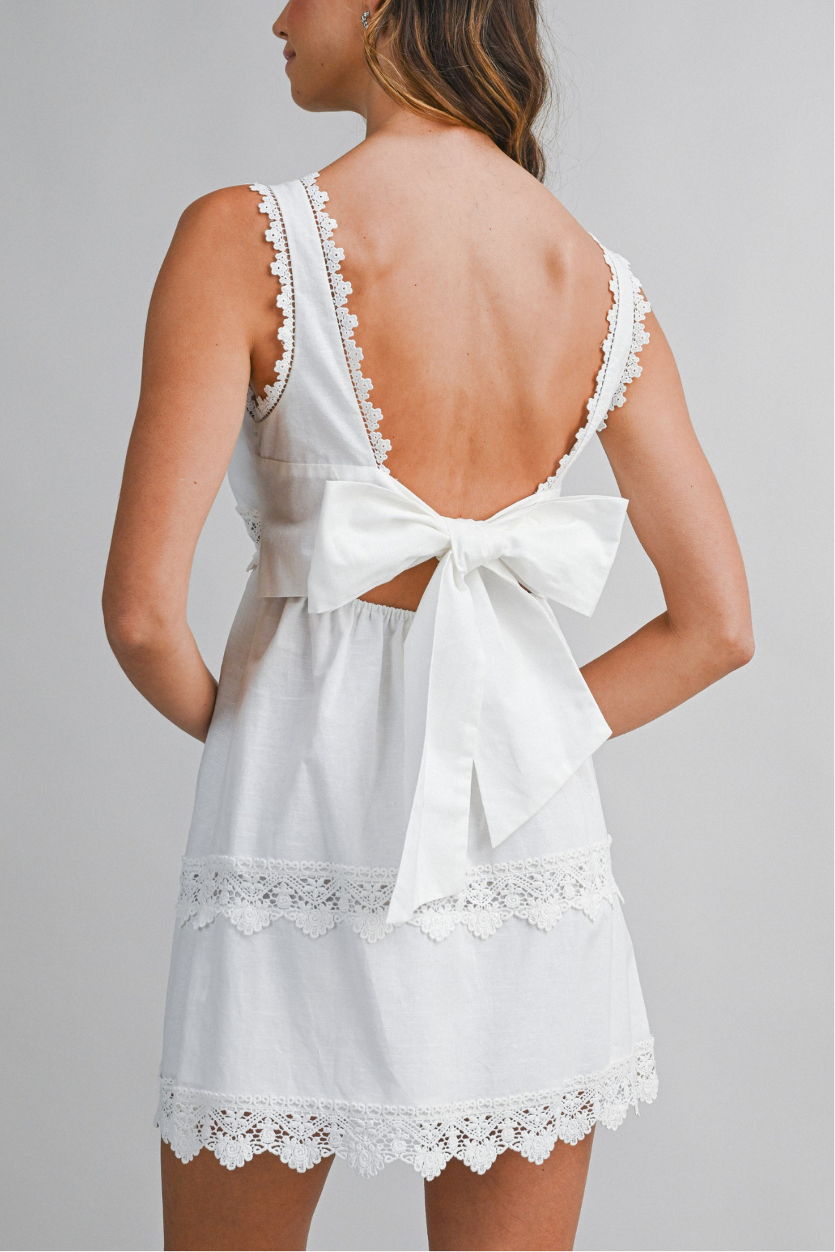 Crochet Lace Trim Mini Dress