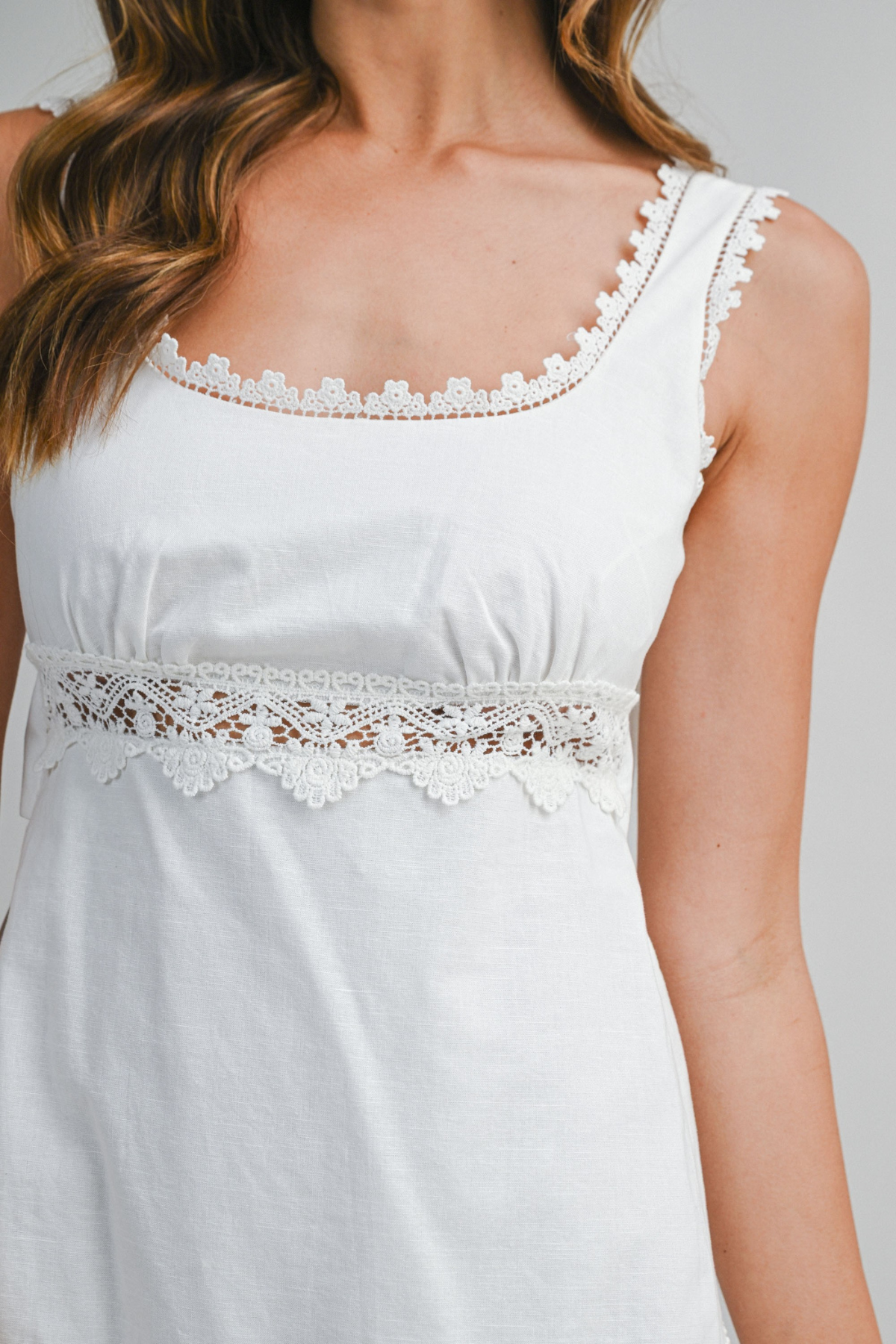 Crochet Lace Trim Mini Dress