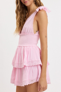 Tie Strap Layered Lace Mini Dress