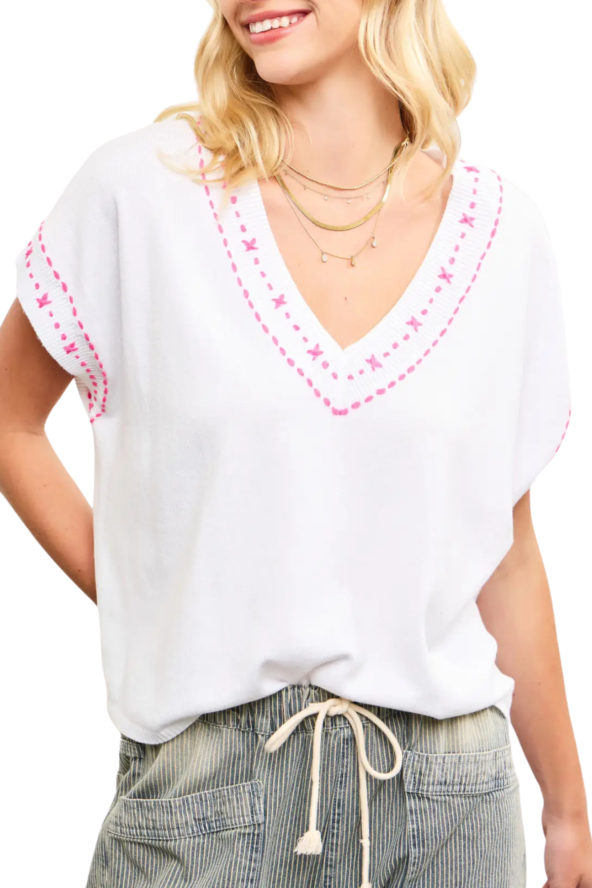 V-Neck Knit Top