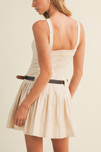 Pintuck Bodice Pleat Dress