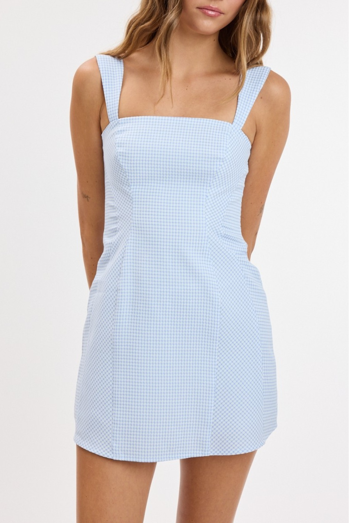 Gingham Wide Strap Mini Dress