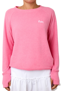 Embroidered Fun Lightweight Brushed Fleece Pullover Top