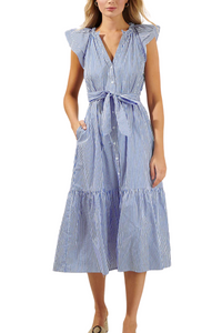 Sugar Lips Striped Charlotte Button Midi Dress