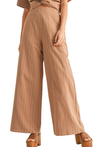 Stripe Pants With Elastic Waist