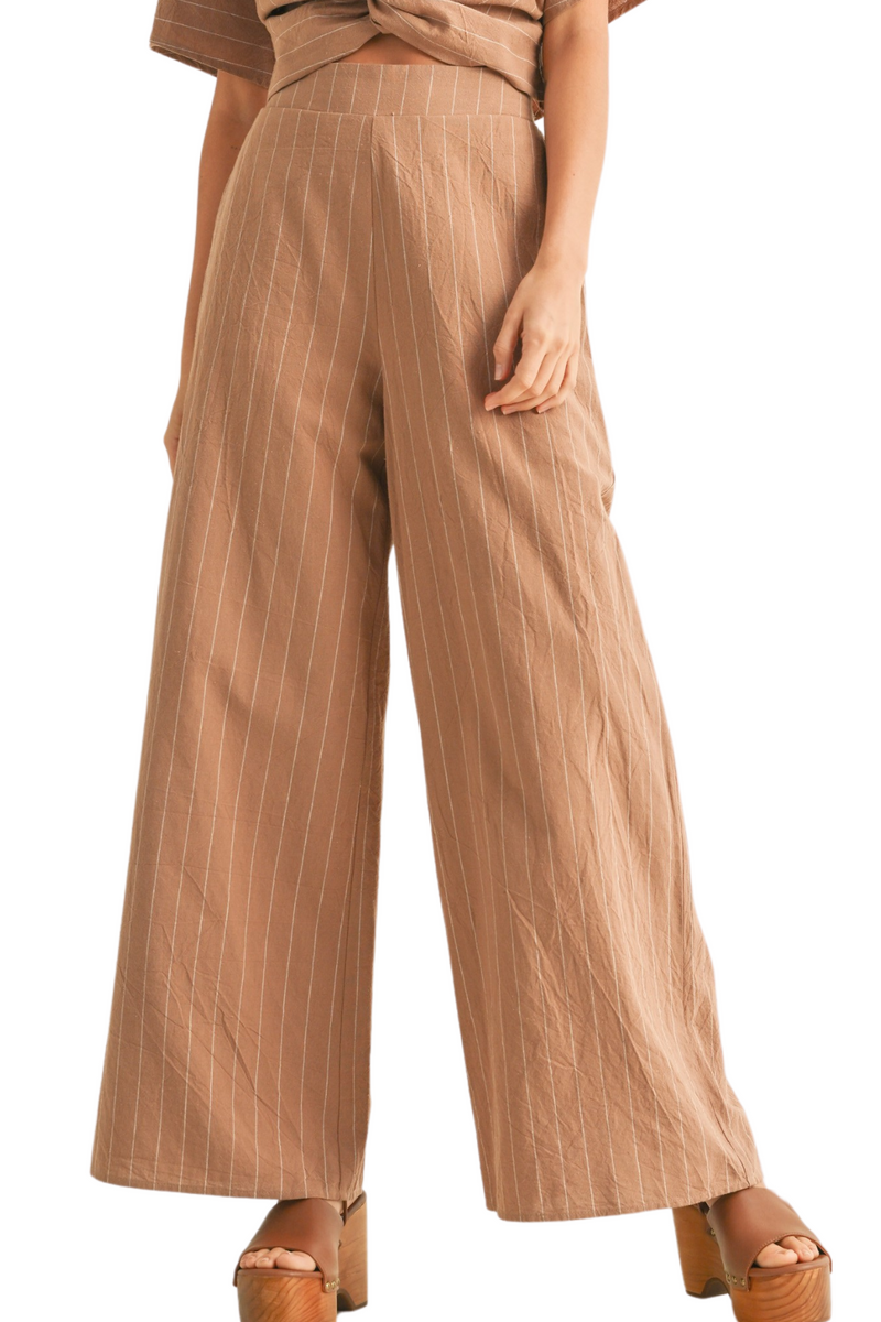 Stripe Pants With Elastic Waist