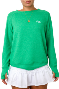 Embroidered Fun Lightweight Brushed Fleece Pullover Top