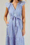 Sugar Lips Striped Charlotte Button Midi Dress