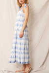 Printed Shoulder Tie Midi Dress