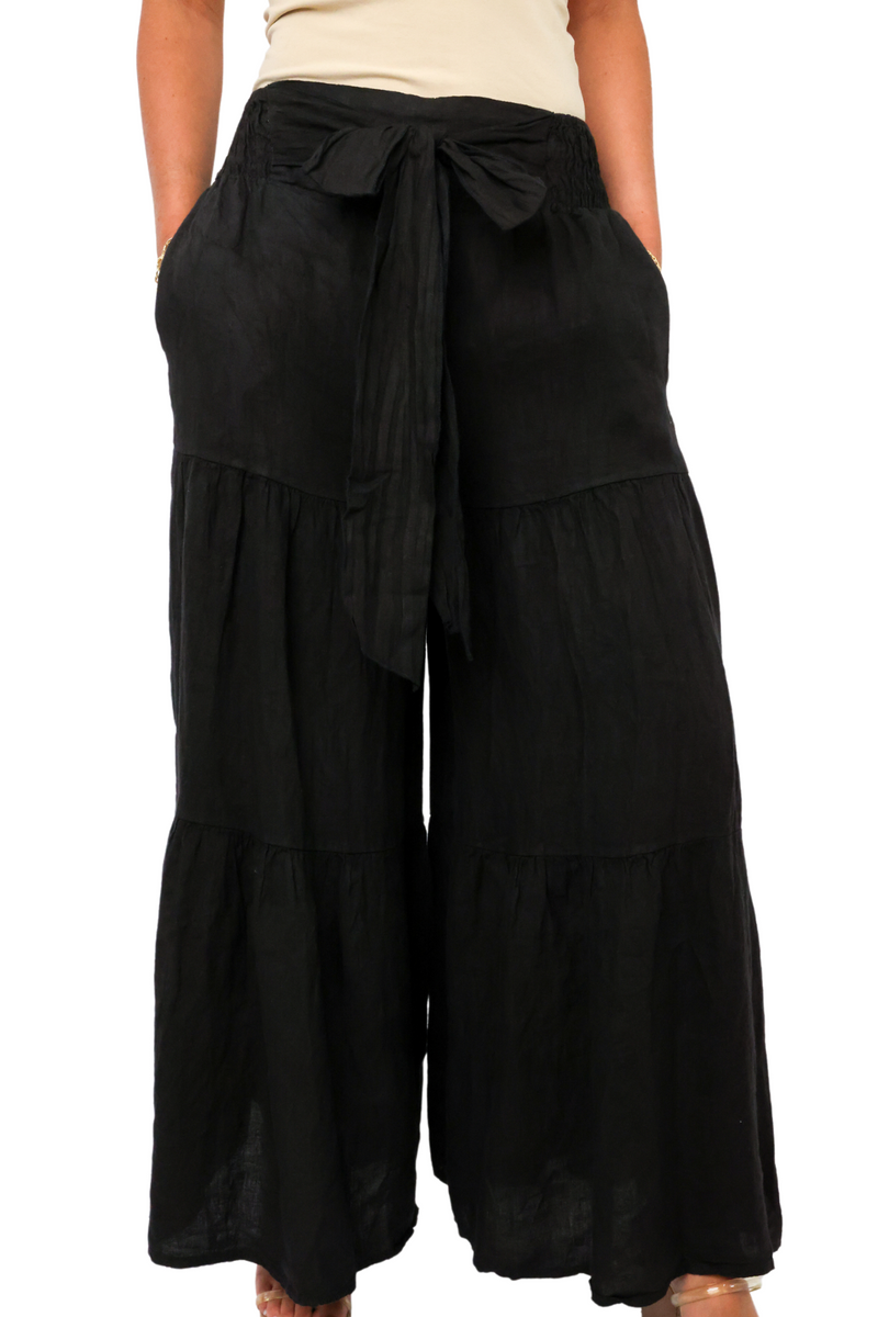 Milio Milano Tie Linen Palazzo Pant