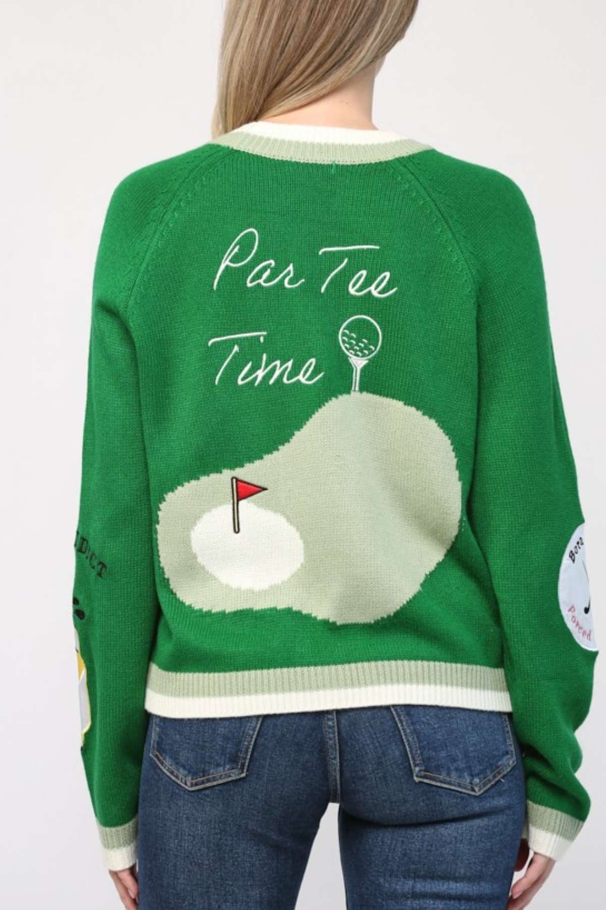 Golf Embroidered Patch Cardigan