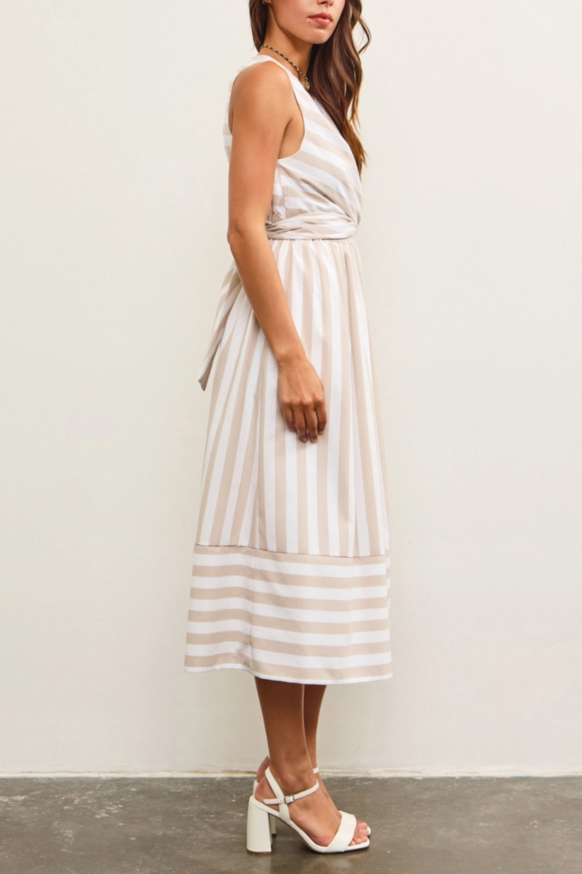 Cross Front Tie Back Stripe Dress