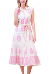 Button Down Belted Printed Dress