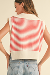 V-Neck Stripe Collar Top
