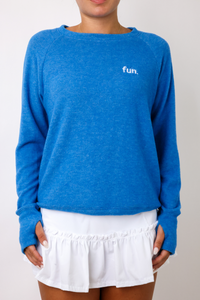 Embroidered Fun Lightweight Brushed Fleece Pullover Top