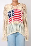 Flag Hooded Crochet Sweater