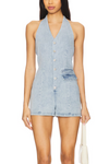 Central Park West Denim Suiting Romper