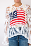 Flag Hooded Crochet Sweater