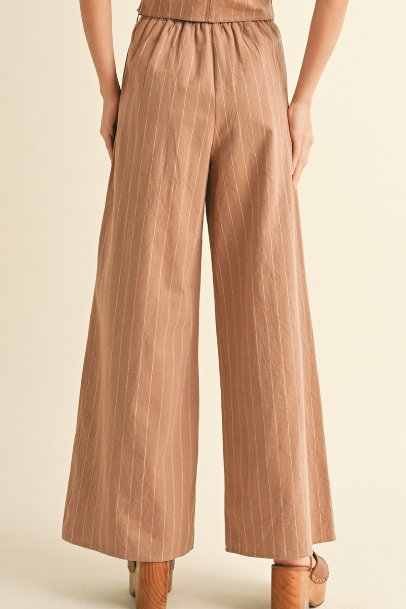 Stripe Pants With Elastic Waist