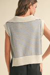 V-Neck Stripe Collar Top