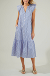 Sugar Lips Striped Charlotte Button Midi Dress