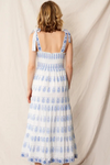 Printed Shoulder Tie Midi Dress