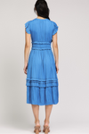 Pleated Sleeve Ruffle Midi Dress