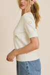 Puff Sleeve Embroidered Knit Top