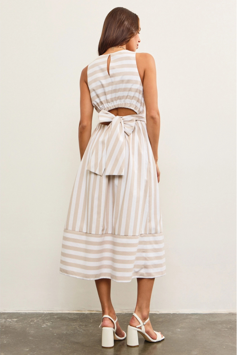 Cross Front Tie Back Stripe Dress