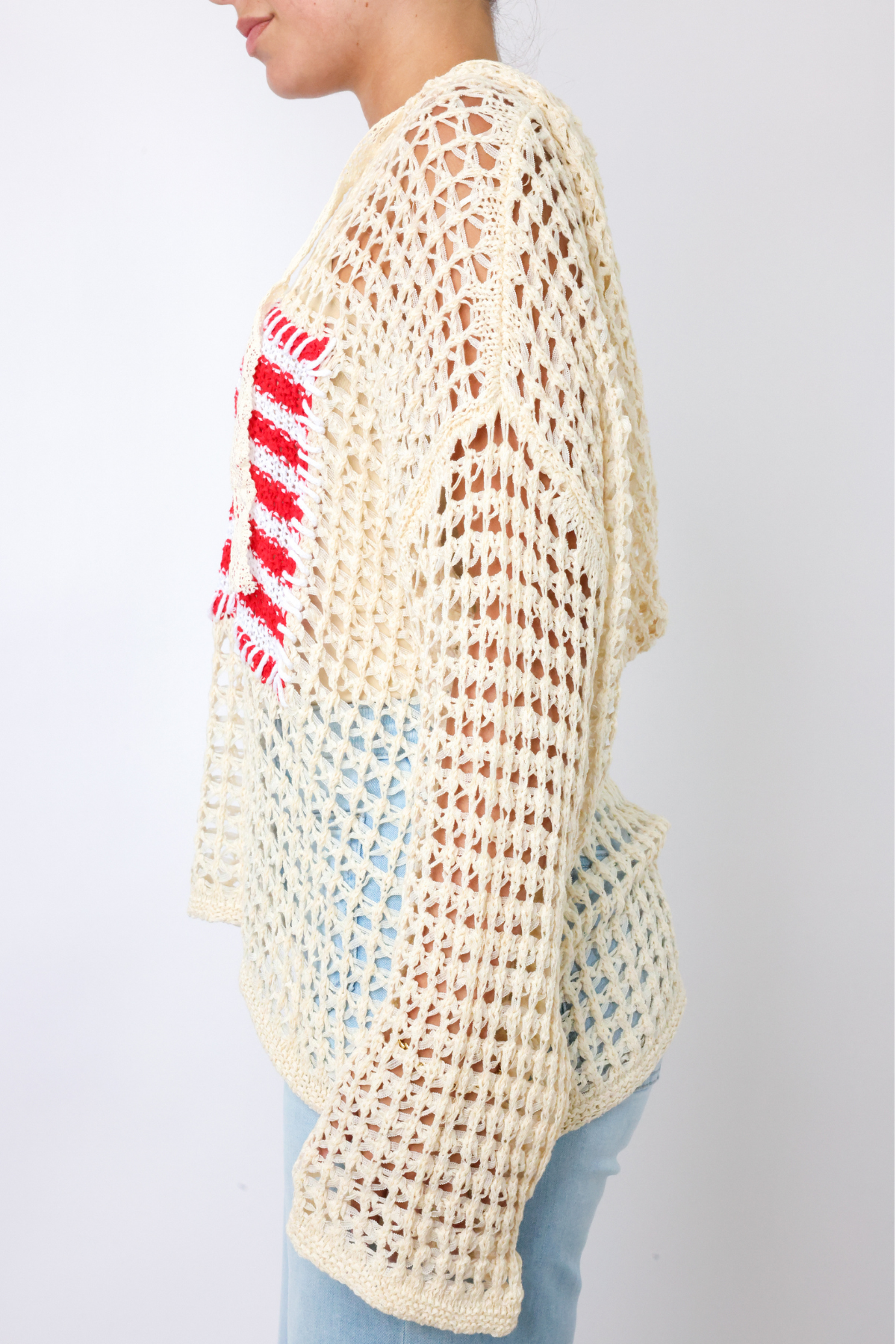 Flag Hooded Crochet Sweater