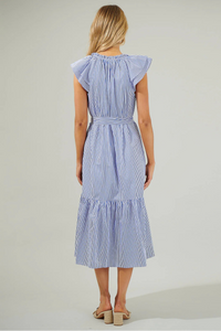 Sugar Lips Striped Charlotte Button Midi Dress
