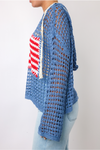 Flag Hooded Crochet Sweater
