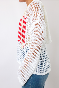 Flag Hooded Crochet Sweater