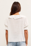 Ruffled V Neck Puff Sleeve Top