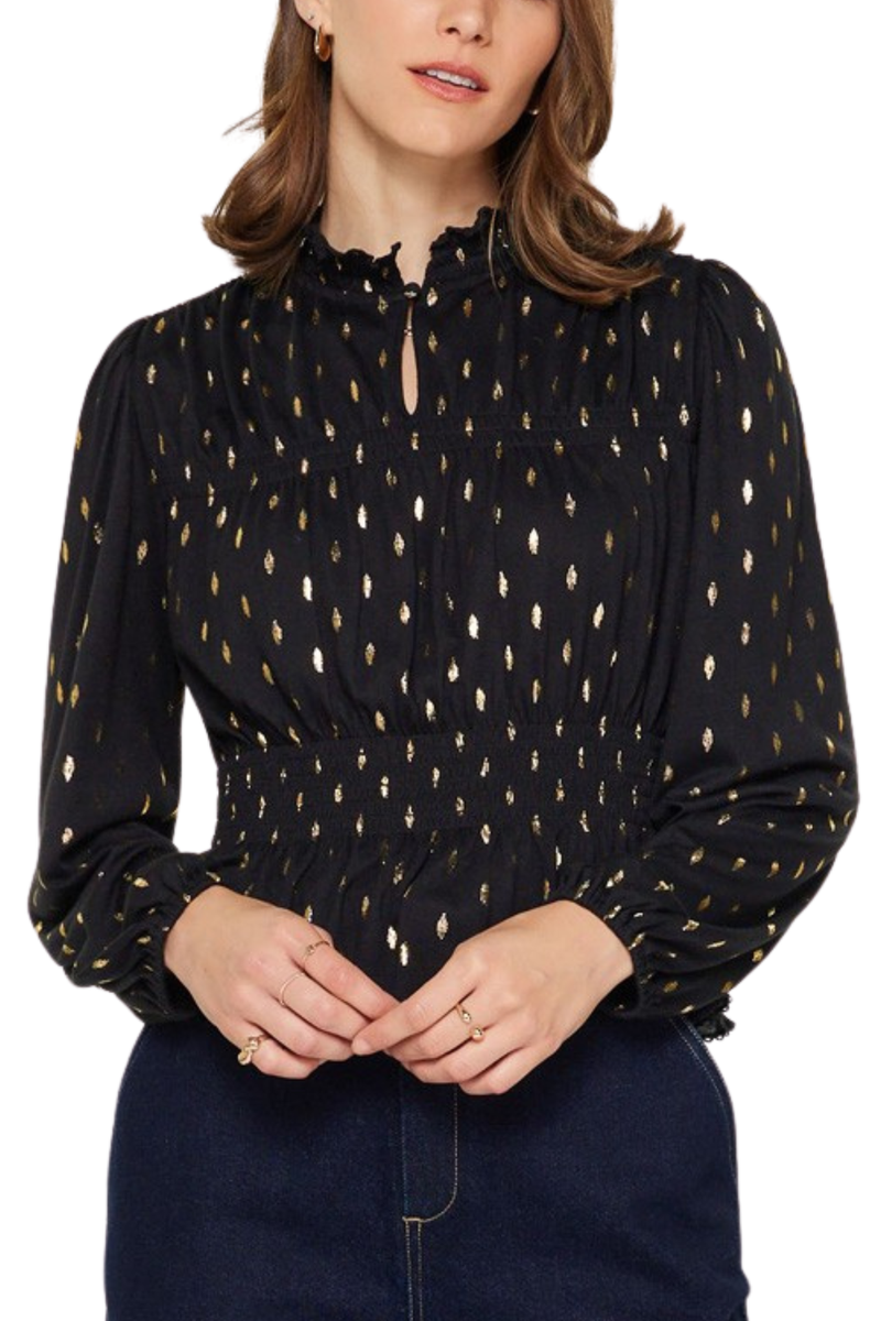 Metallic Detail Peplum Top