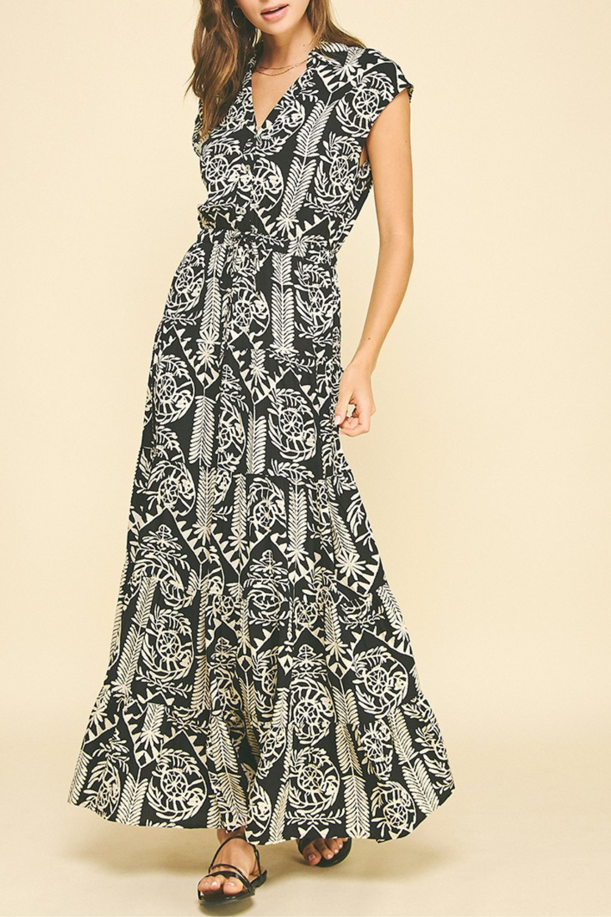 Jungle Print Tiered Maxi Dress
