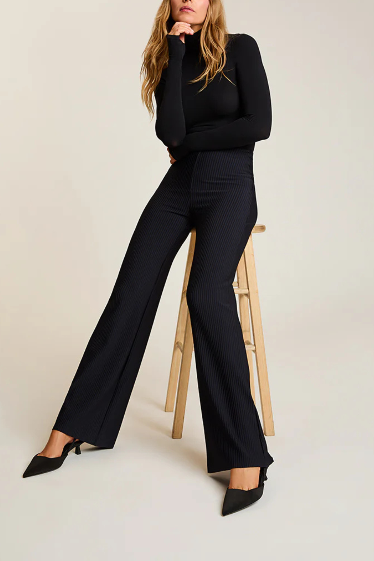 Neoprene Striped Wide Leg
